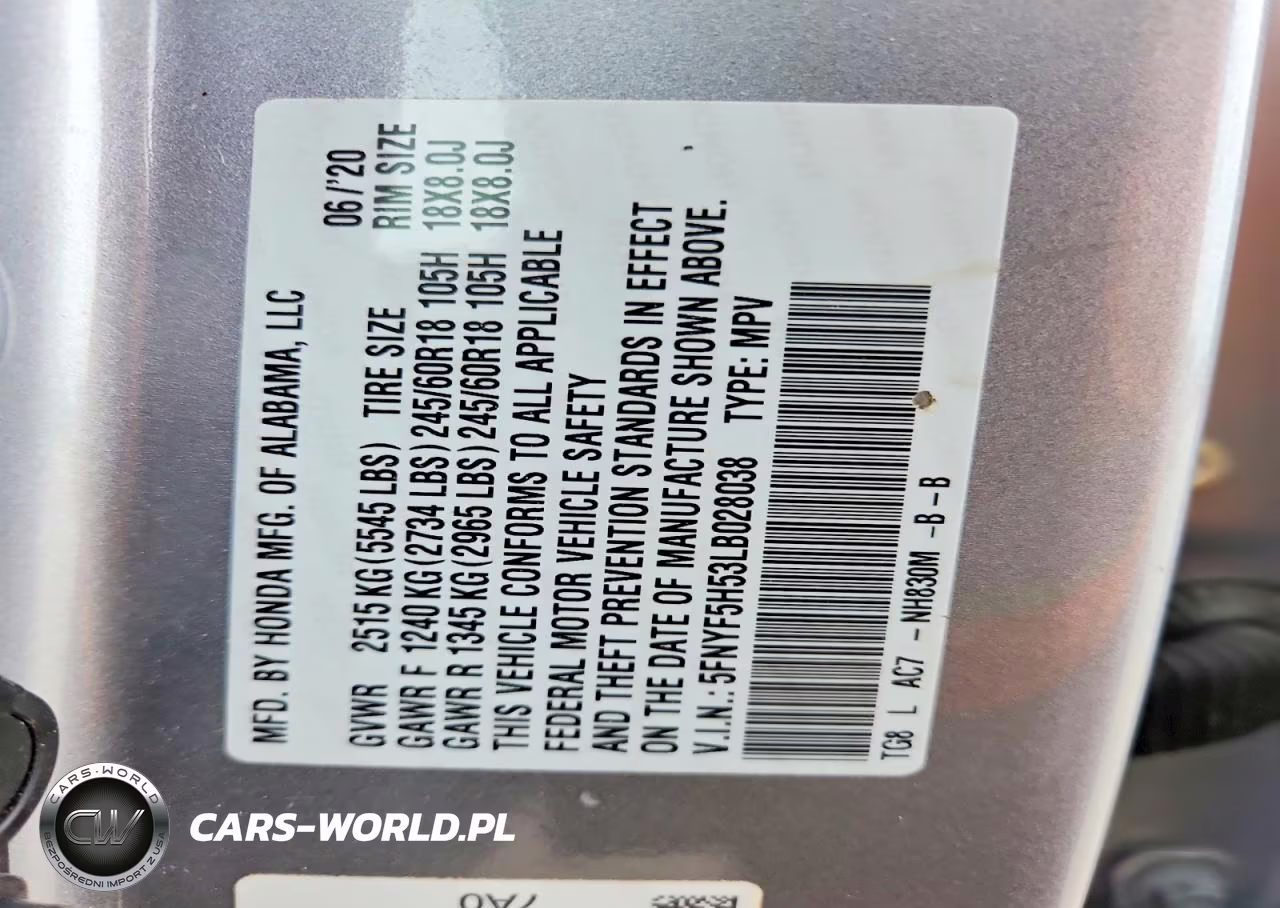 2020 Honda Pilot Exl VIN:5FNYF5H53LB028038 - 13