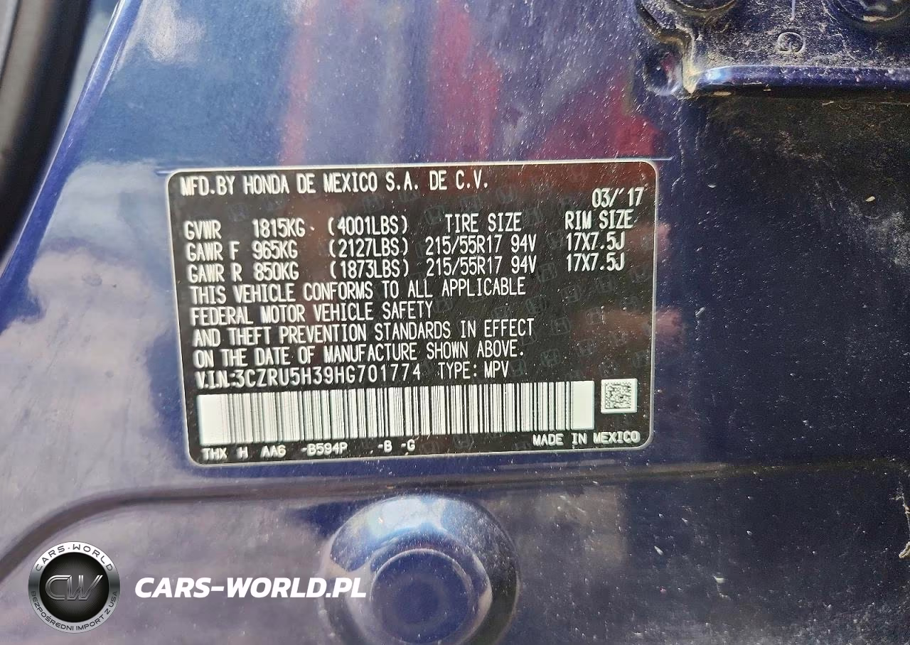 2017 Honda Hr-V Lx VIN:3CZRU5H39HG701774 - 12