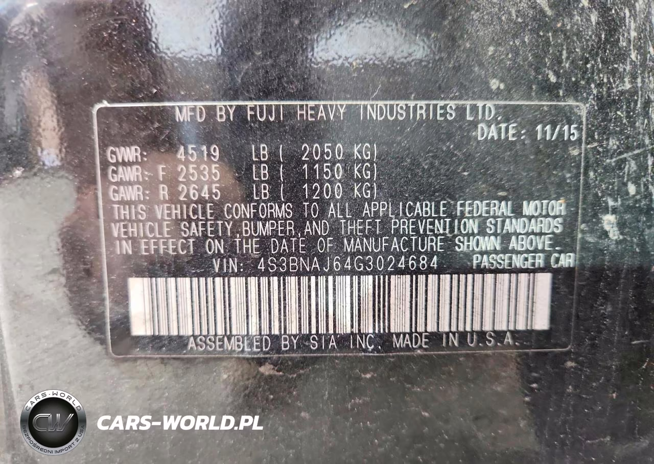 2016 Subaru Legacy 2.5I Limited VIN:4S3BNAJ64G3024684 - 12