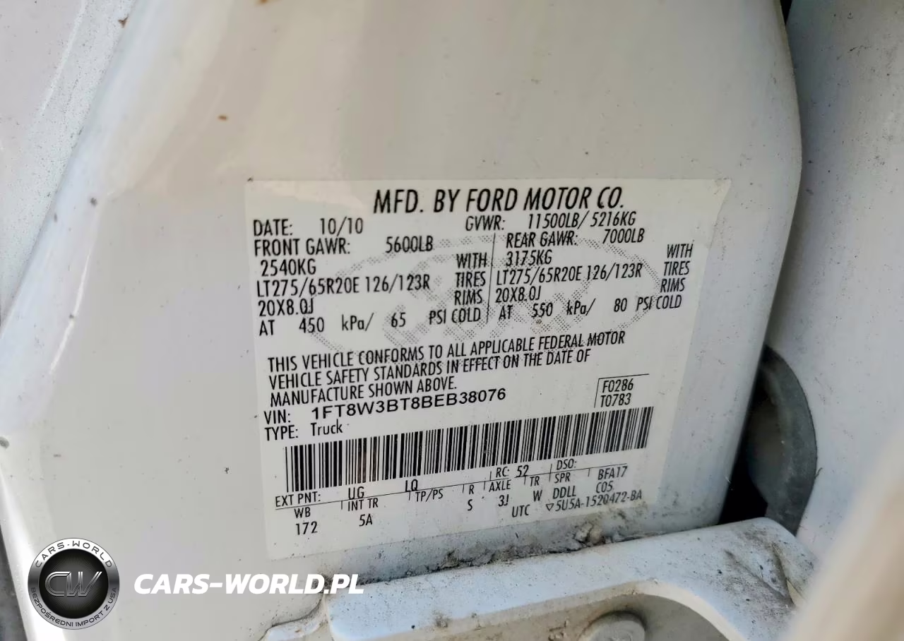 2011 Ford F350 Super Duty VIN:1FT8W3BT8BEB38076 - 12