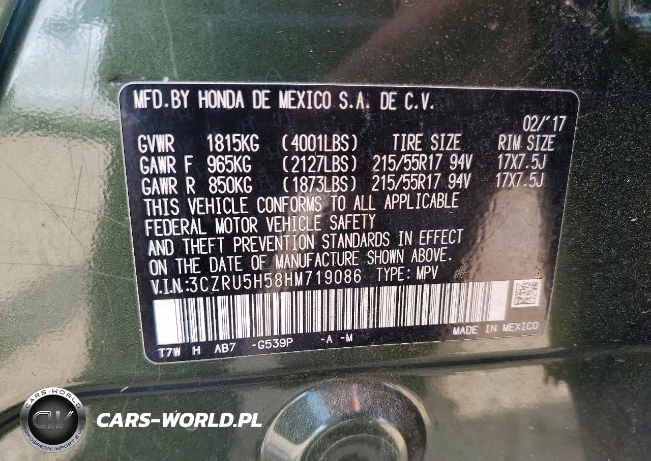 2017 Honda Hr-V Ex VIN:3CZRU5H58HM719086 - 13