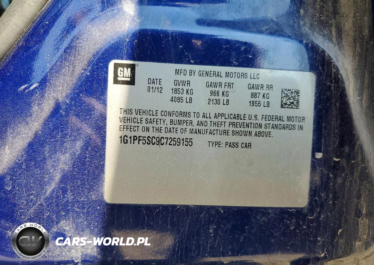 2012 Chevrolet Cruze Lt VIN:1G1PF5SC9C7259155 - 12