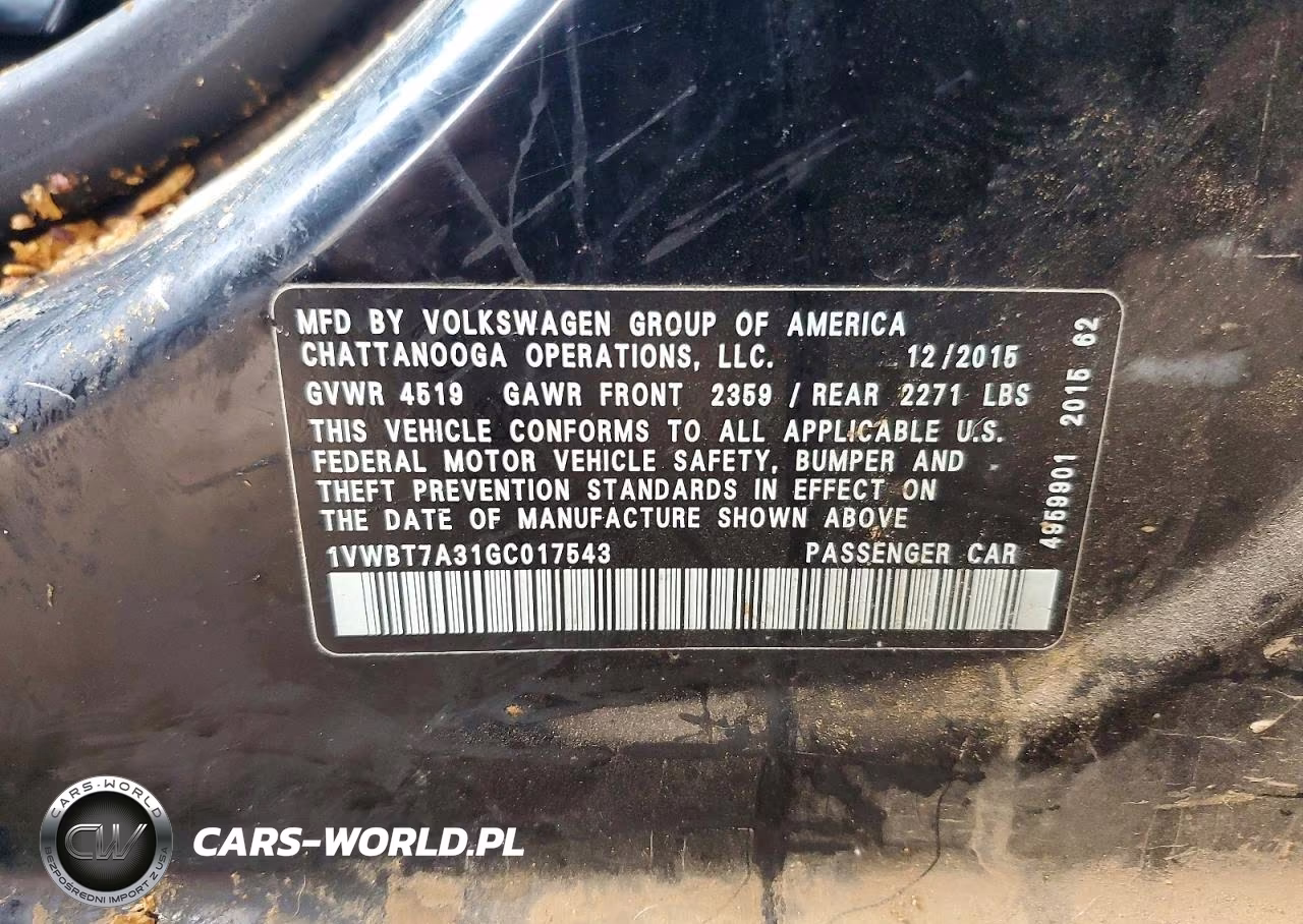 2016 Volk Passat Se VIN:1VWBT7A31GC017543 - 12