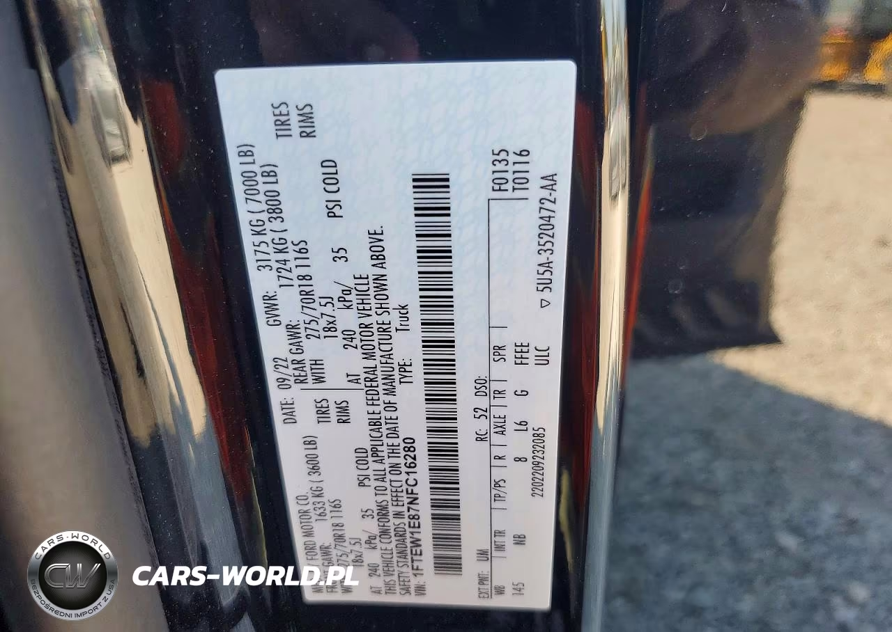 2022 Ford F150 Supercrew VIN:1FTEW1E87NFC16280 - 12