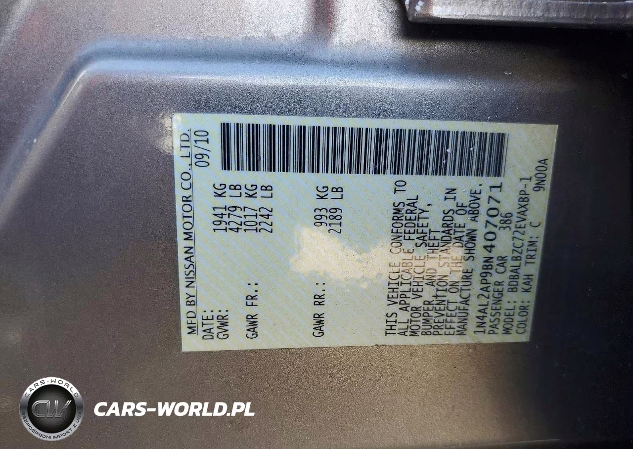 2011 Nissan Altima 2.5 VIN:1N4AL2AP9BN407071 - 12