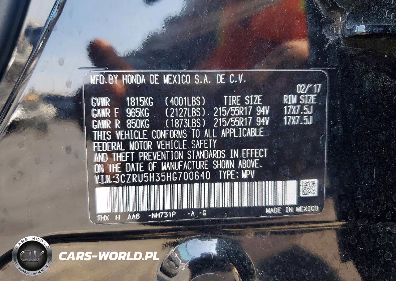 2017 Honda Hr-V Lx VIN:3CZRU5H35HG700640 - 13