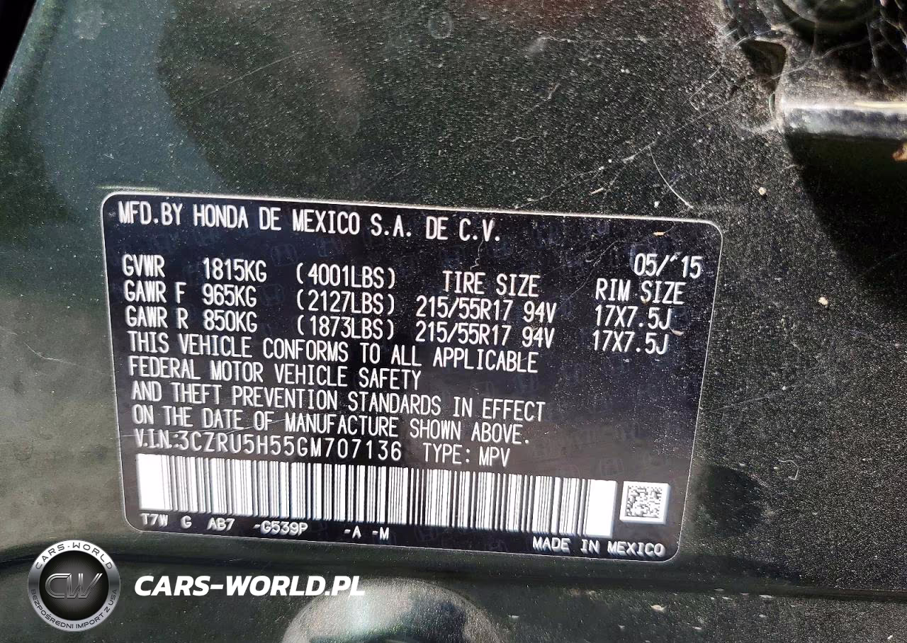 2016 Hond Hr-V Ex VIN:3CZRU5H55GM707136 - 13