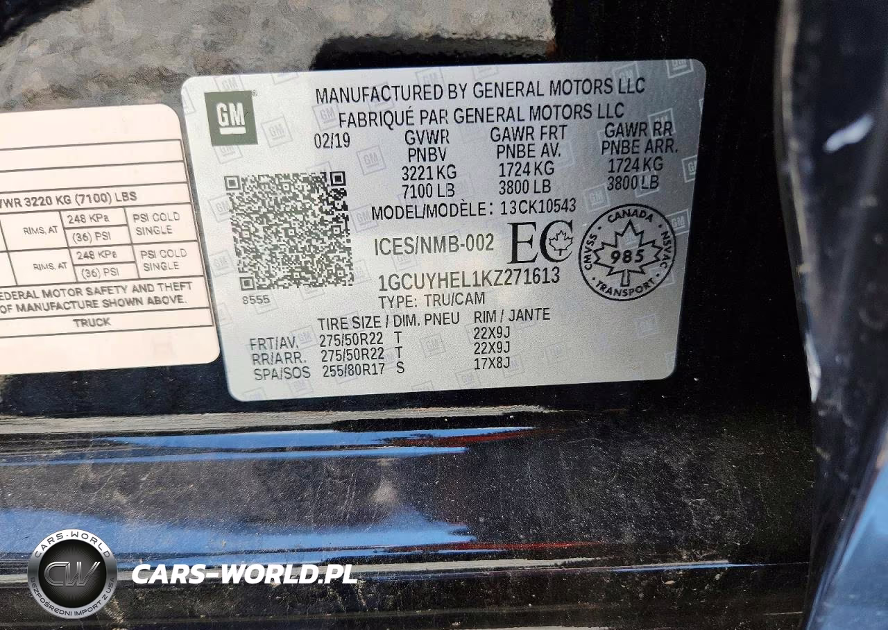 2019 Chevrolet Silverado K1500 High Country VIN:1GCUYHEL1KZ271613 - 12
