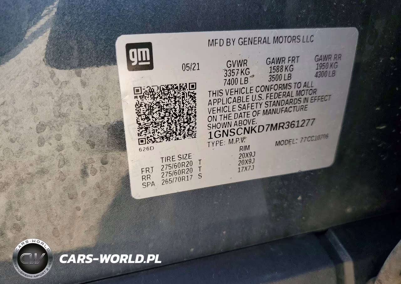 2021 Chevrolet Tahoe C1500 Lt VIN:1GNSCNKD7MR361277 - 13
