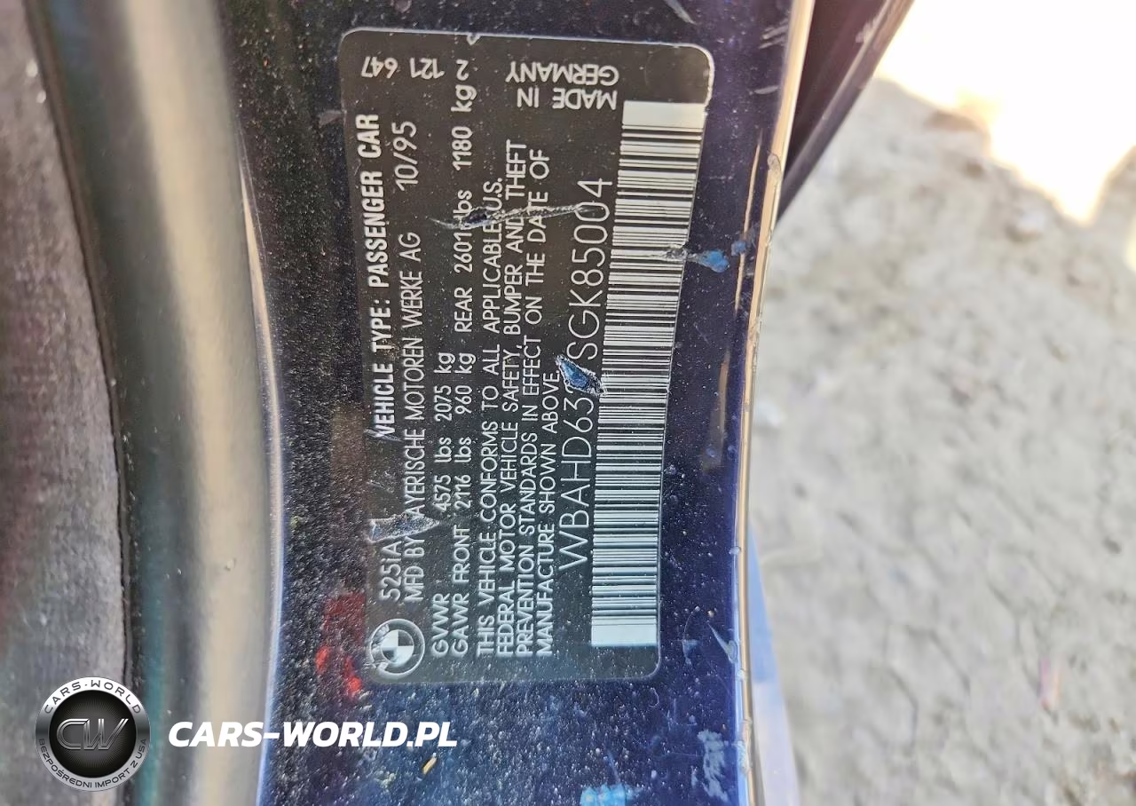 1995 BMW 525 I Automatic VIN:WBAHD6327SGK85004 - 12