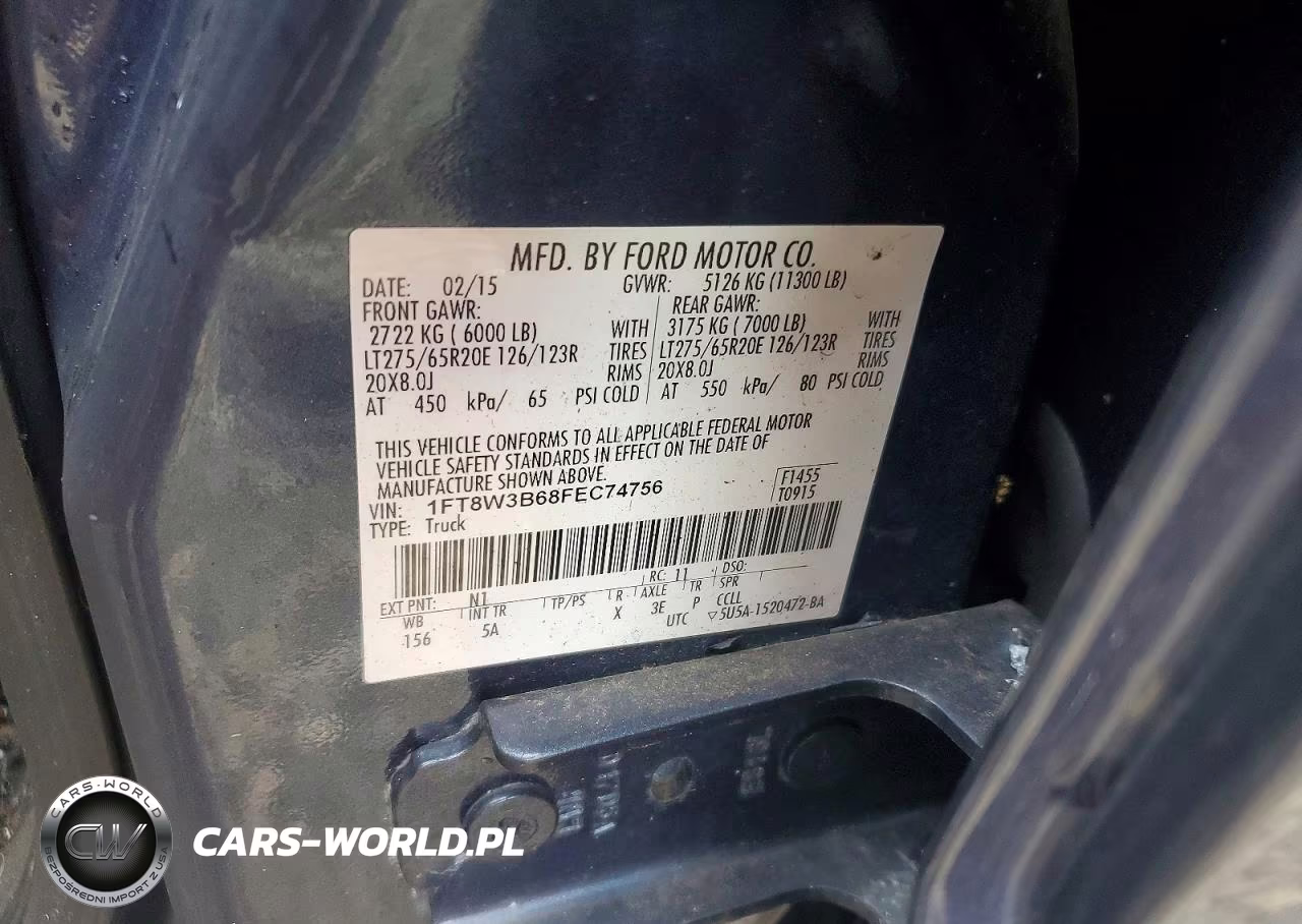 2015 Ford F350 Super Duty VIN:1FT8W3B68FEC74756 - 13
