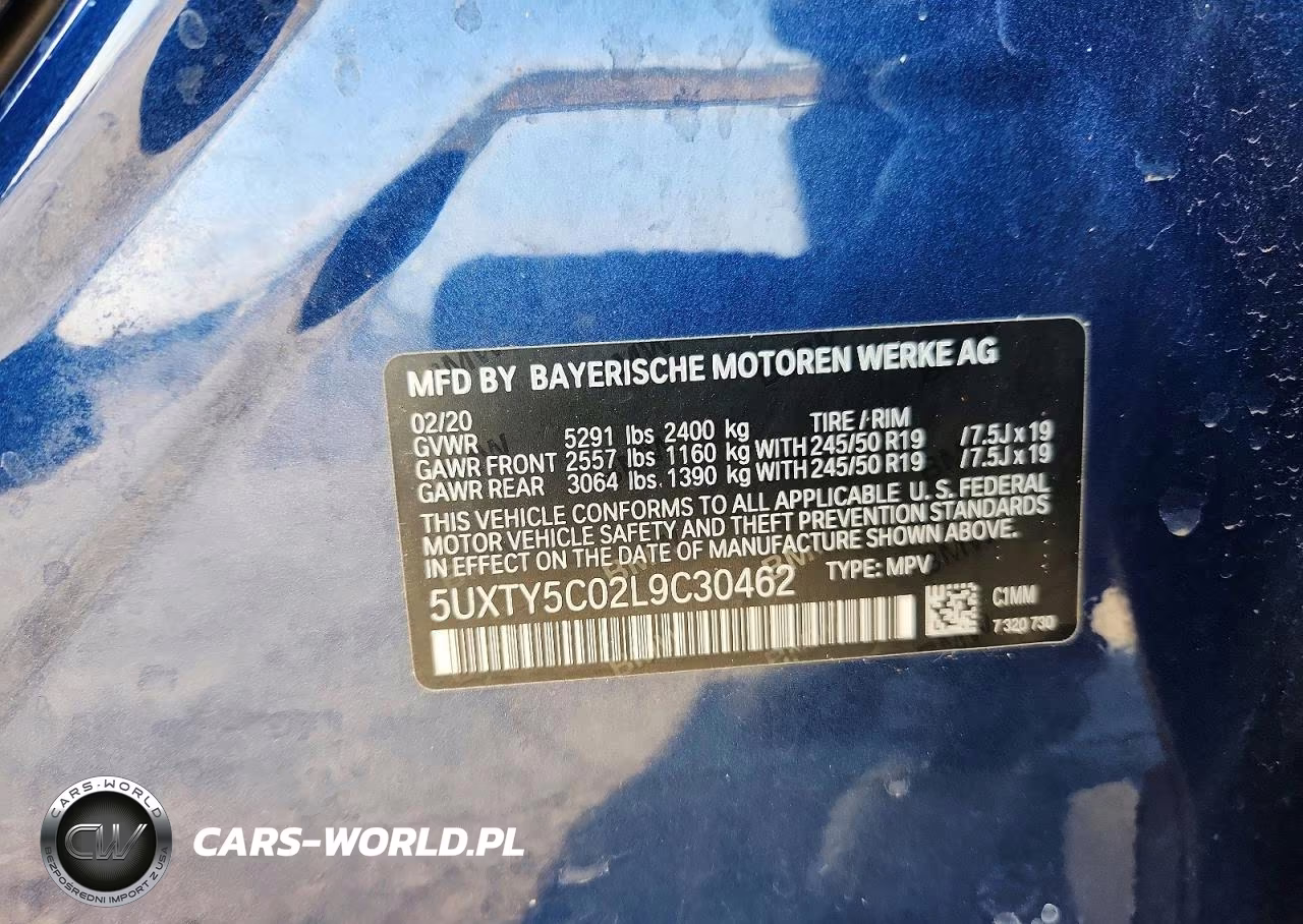 2020 BMW X3 xDrive30I VIN:5UXTY5C02L9C30462 - 13