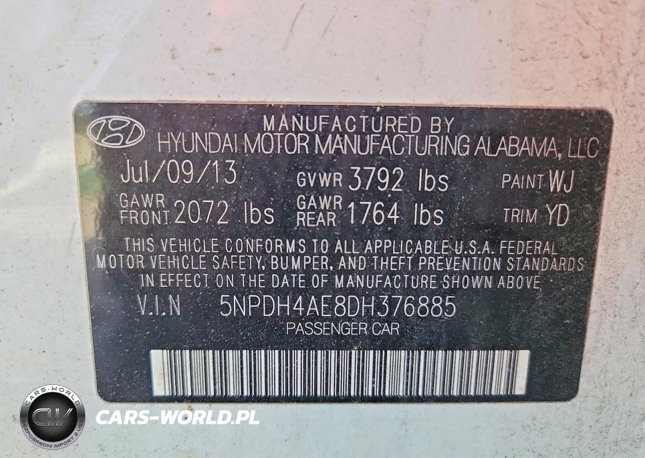 2013 Hyundai Elantra Gls VIN:5NPDH4AE8DH376885 - 13