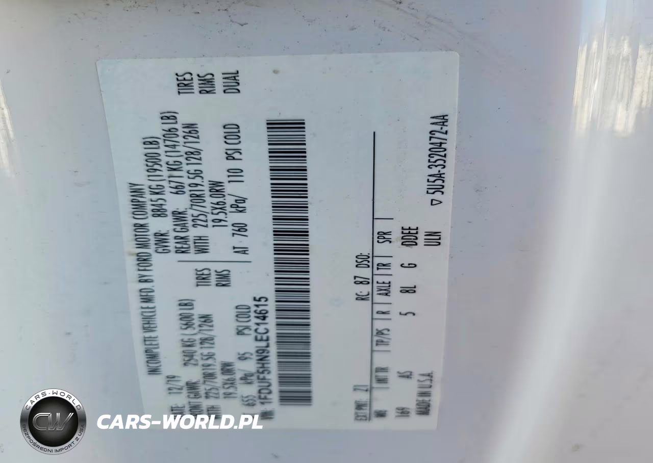 2020 Ford F550 Super Duty VIN:1FDUF5HN9LEC14615 - 12