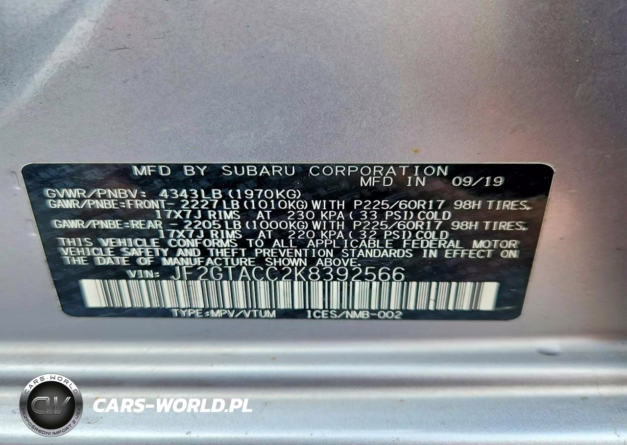2019 Subaru Crosstrek Premium VIN:JF2GTACC2K8392566 - 13