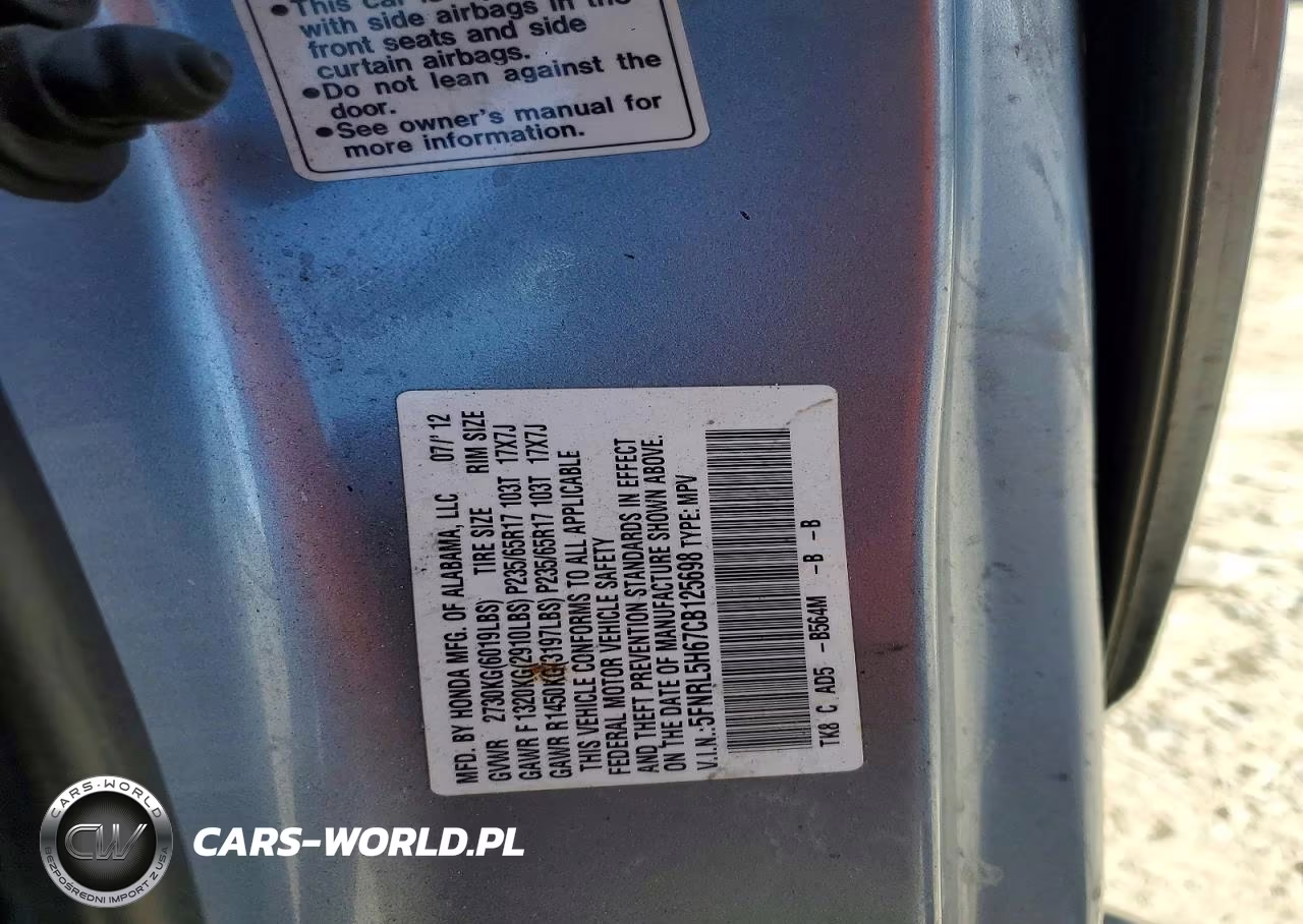 2012 Honda Odyssey Exl VIN:5FNRL5H67CB125698 - 13
