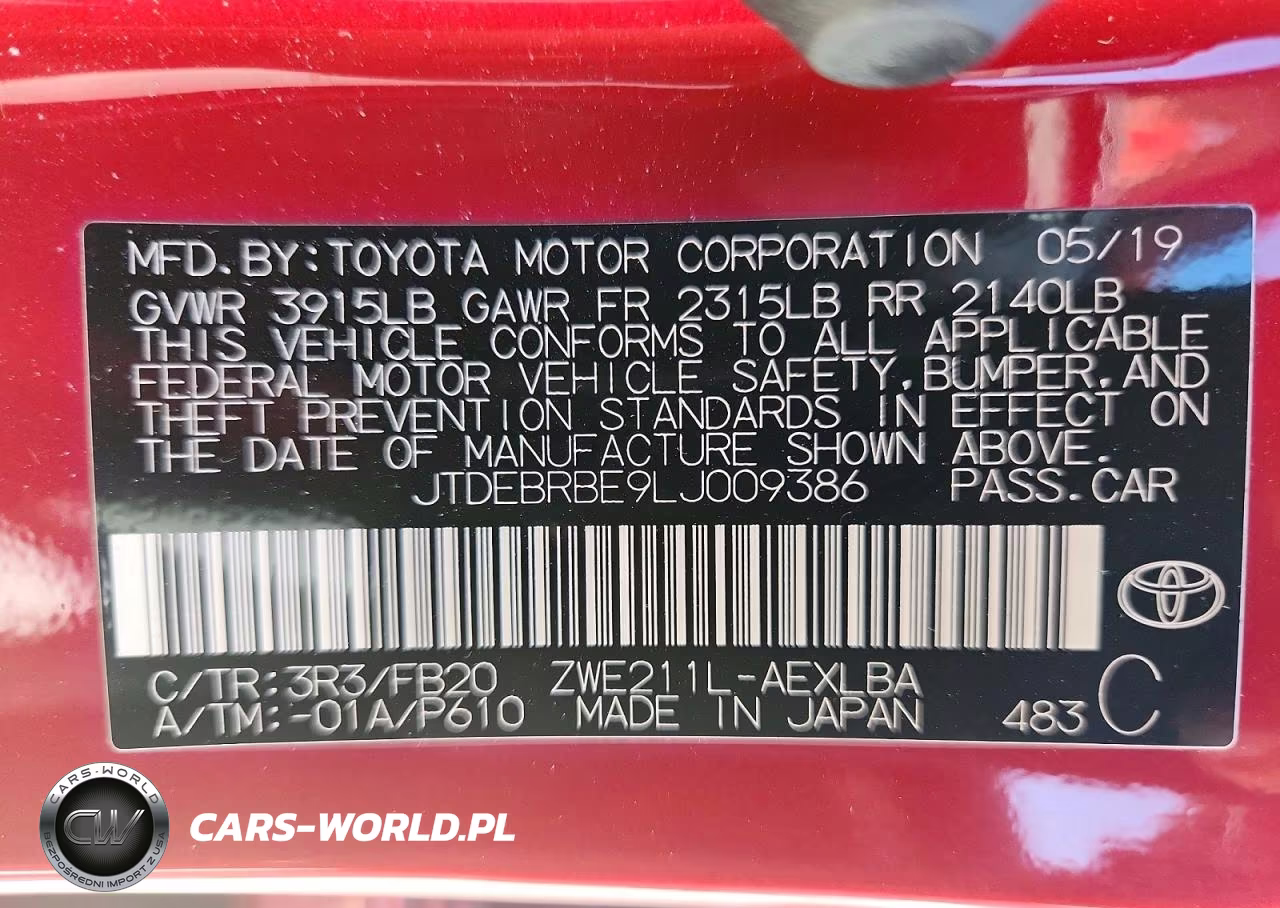 2020 Toyota 300 Le VIN:JTDEBRBE9LJ009386 - 12