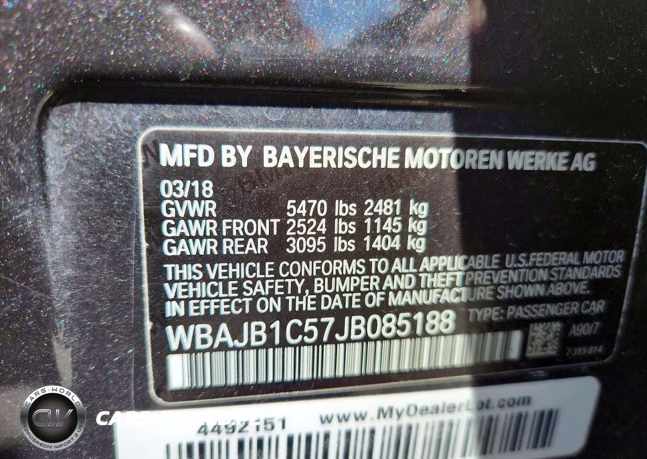 2018 BMW 530Xe VIN:WBAJB1C57JB085188 - 12