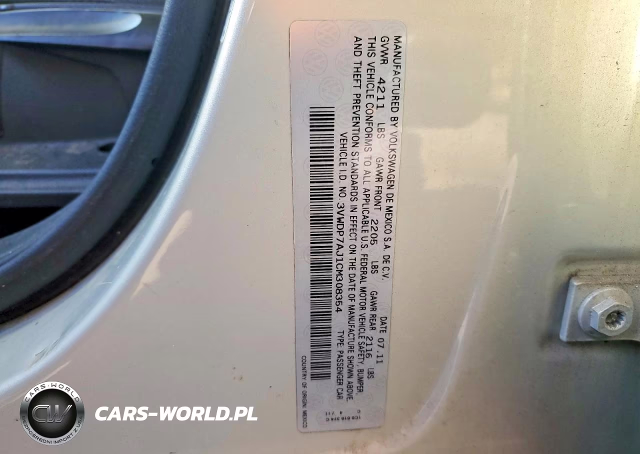 2012 Volkswagen Jetta Se VIN:3VWDP7AJ1CM308354 - 12