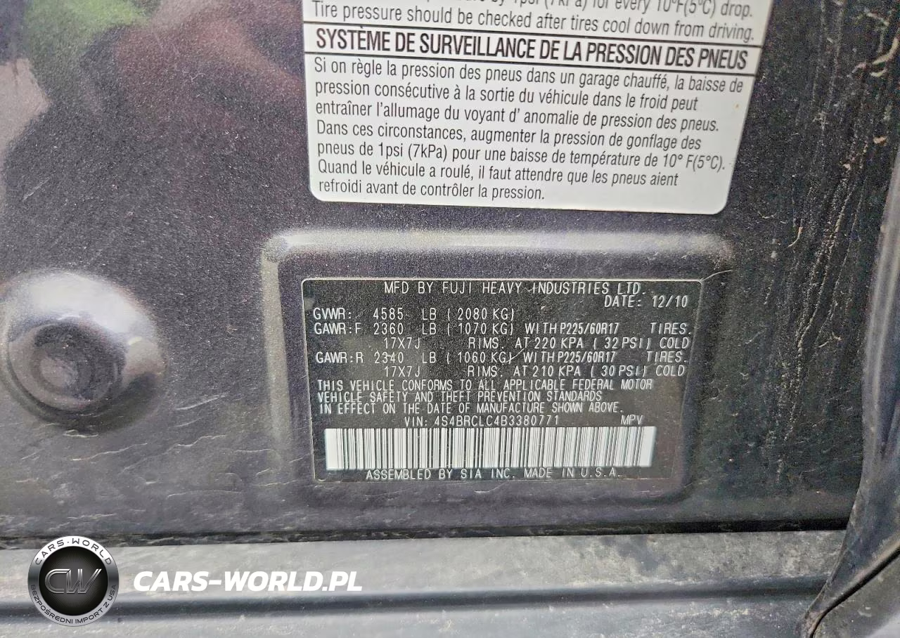 2011 Subaru Outback 2.5I Limited VIN:4S4BRCLC4B3380771 - 14