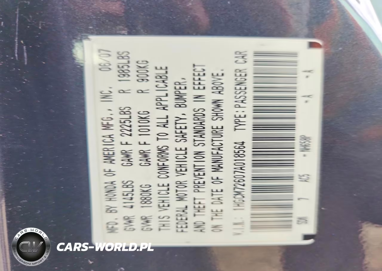 2007 Honda Accord Ex VIN:1HGCM72607A018564 - 12