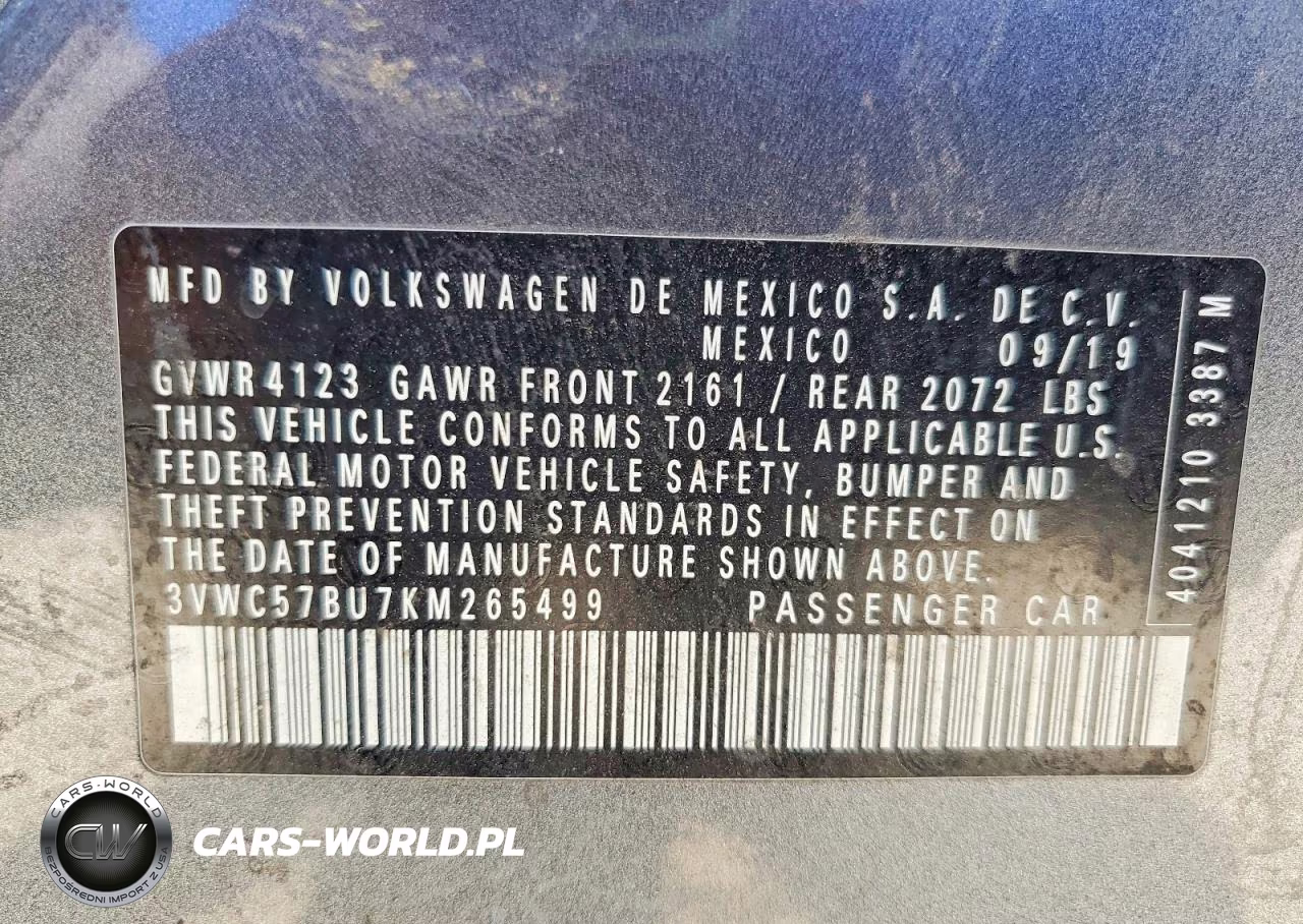 2019 Volkswagen Jetta S VIN:3VWC57BU7KM265499 - 12