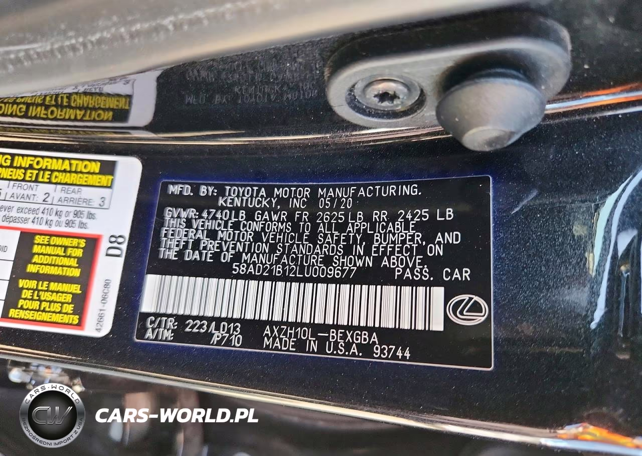 2020 Lexus Es 300H VIN:58AD21B12LU009677 - 12