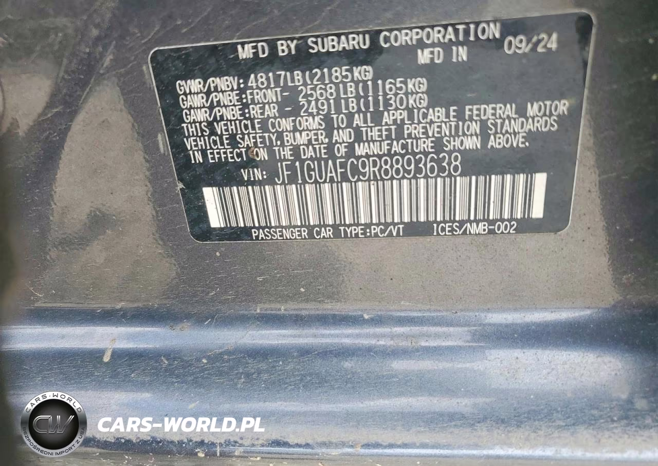 2024 Subaru Impreza Sport VIN:JF1GUAFC9R8893638 - 12