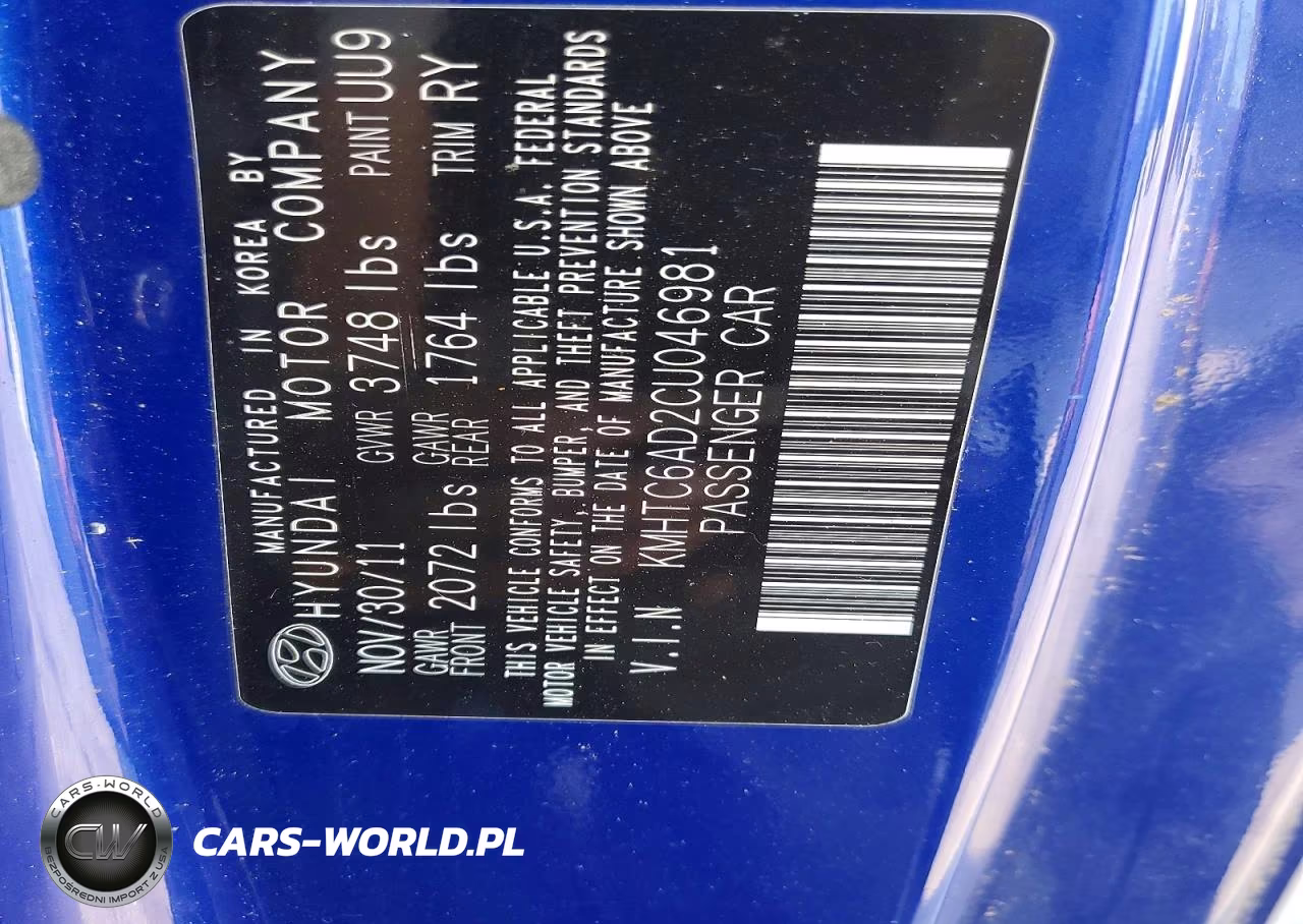2012 Hyundai Veloster Base VIN:KMHTC6AD2CU046981 - 13