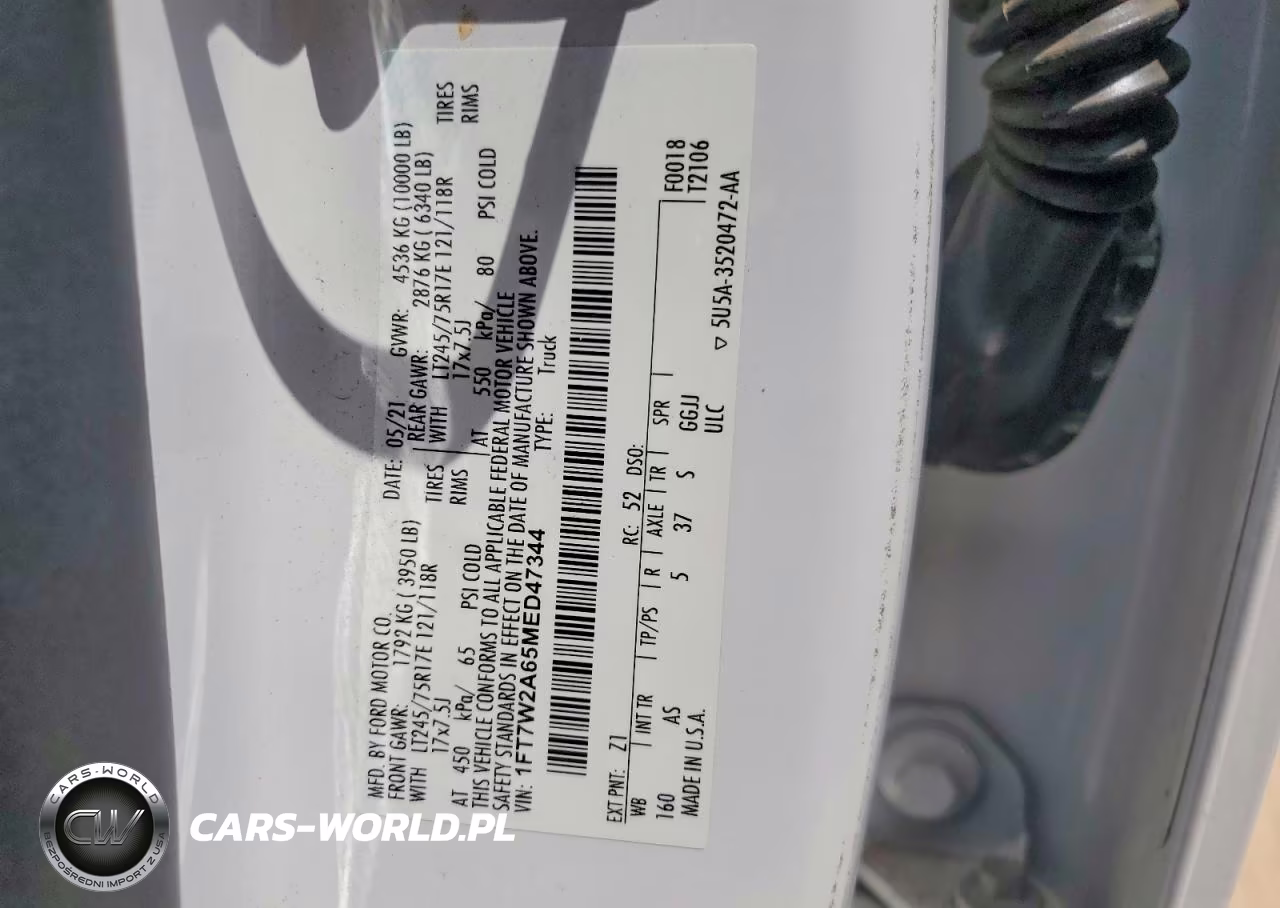 2021 Ford F250 Super Duty VIN:1FT7W2A65MED47344 - 13