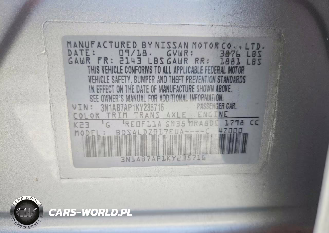 2019 Nissan Sentra Sv VIN:3N1AB7AP1KY235716 - 13