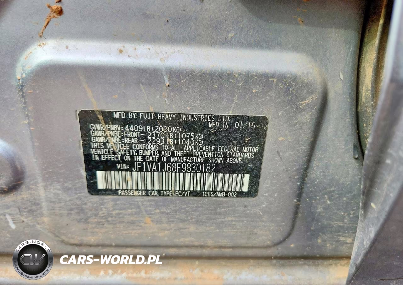 SUBARU WRX LIMITE VIN:JF1VA1J68F9830182 - 12