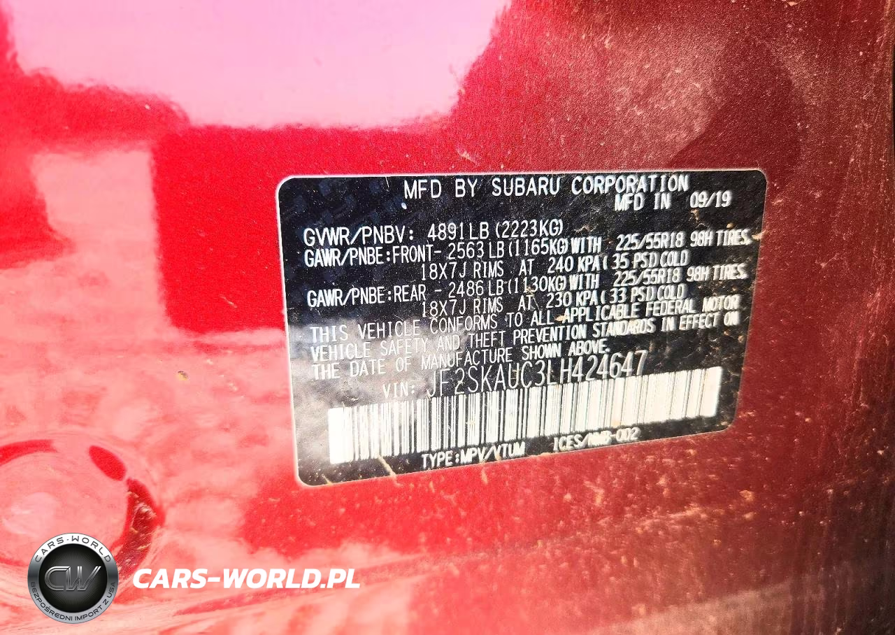 2020 Subaru Forester Limited VIN:JF2SKAUC3LH424647 - 12