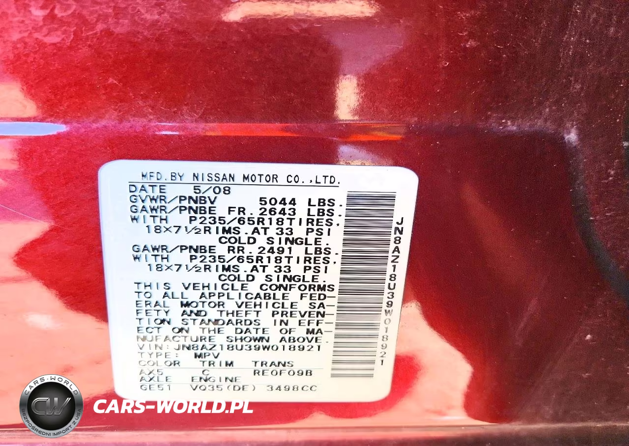 2009 Nissan Murano S VIN:JN8AZ18U39W018921 - 14