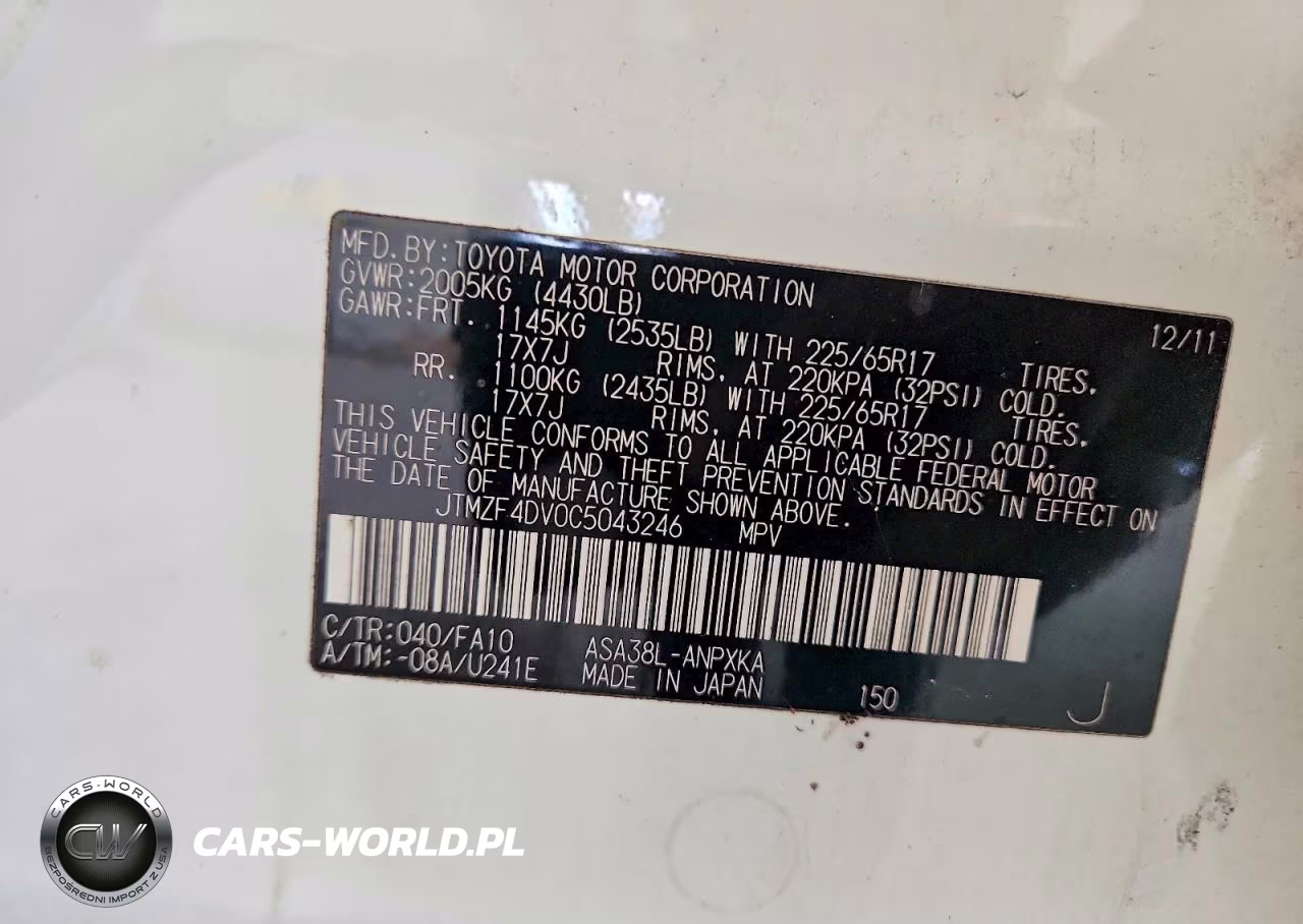 2012 Toyota Rav4 Base VIN:JTMZF4DV0C5043246 - 13