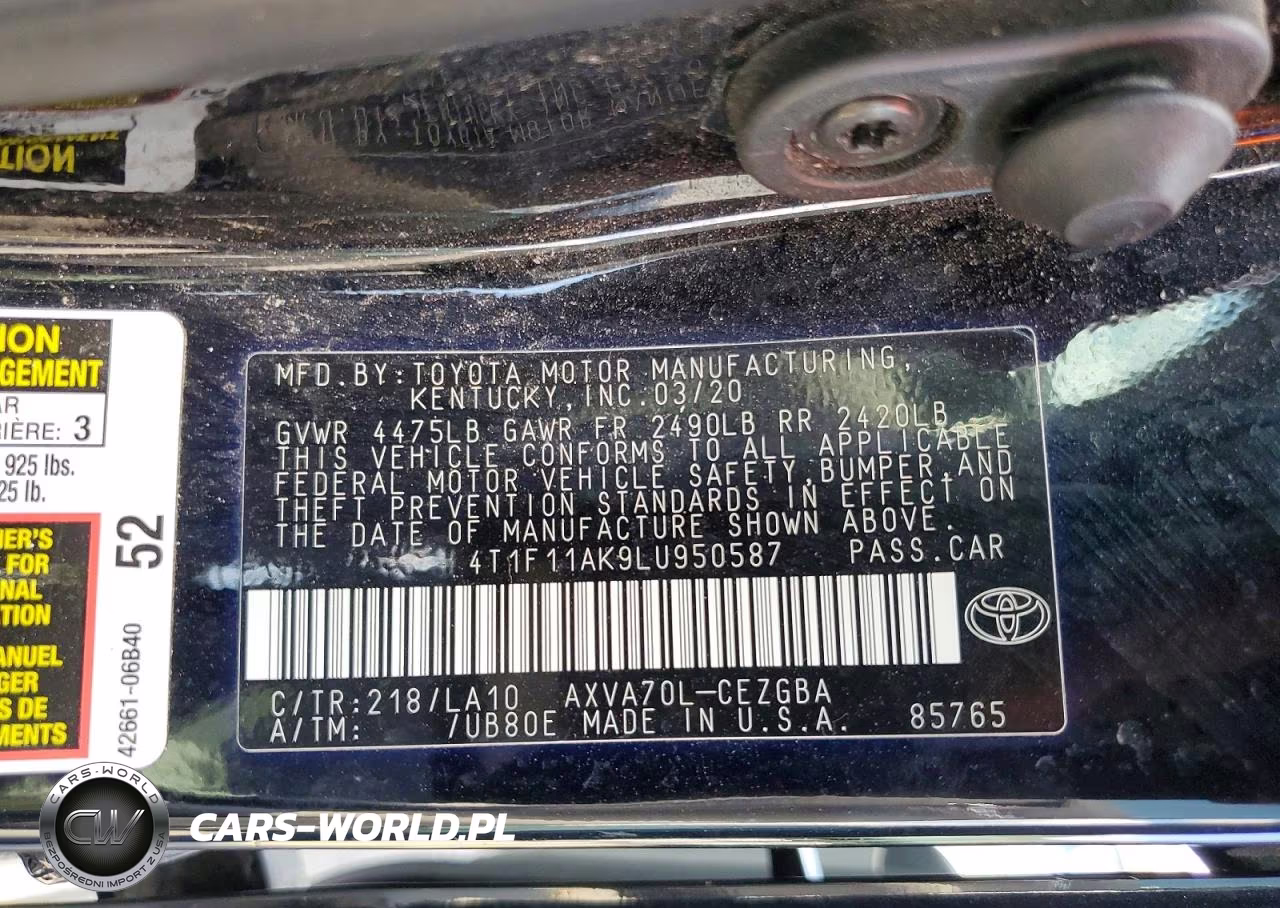 2020 Toyota Camry Xle VIN:4T1F11AK9LU950587 - 13