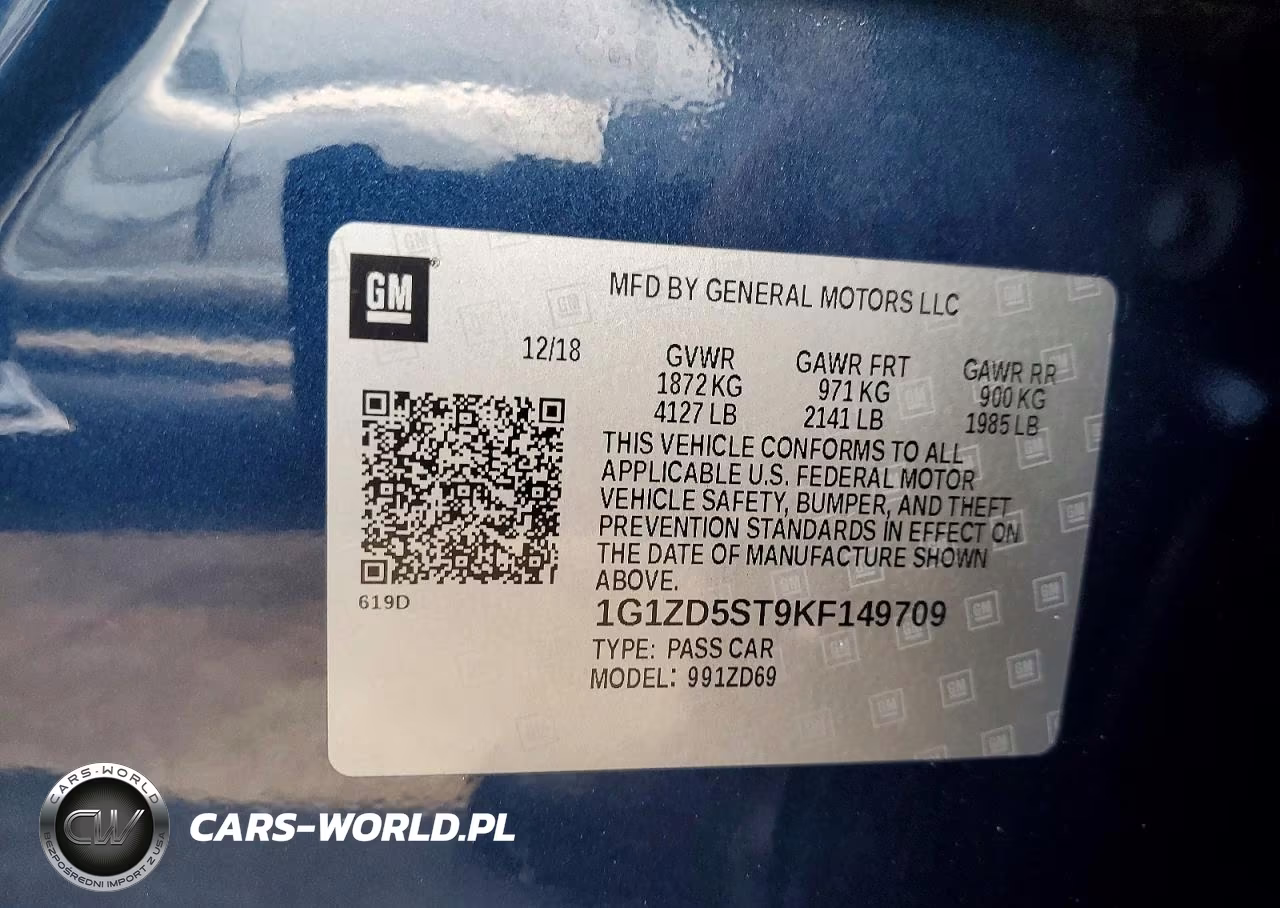 2019 Chevrolet Malibu Lt VIN:1G1ZD5ST9KF149709 - 12
