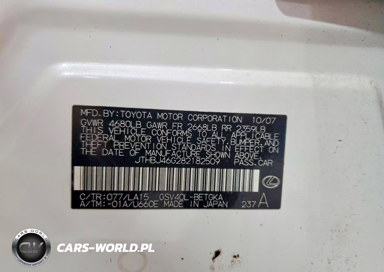 2008 Lexus Es 350 VIN:JTHBJ46G282182509 - 12