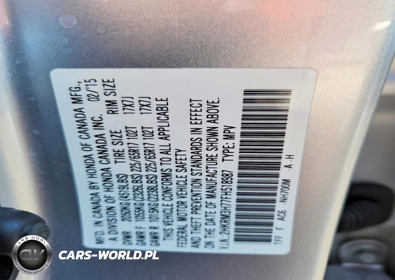 2015 Honda Cr-V Exl VIN:2HKRM3H77FH518987 - 13