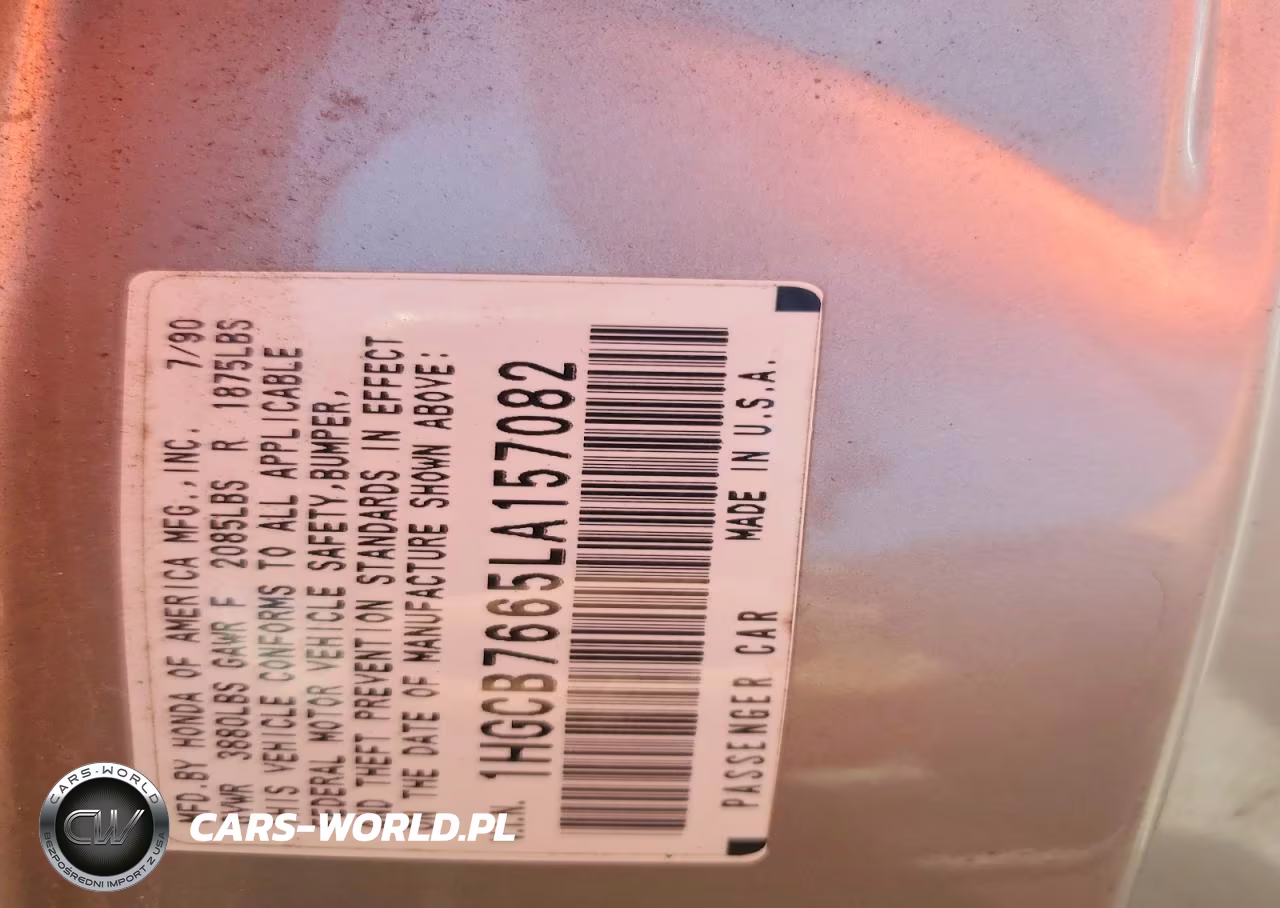 1990 Honda Accord Ex VIN:1HGCB7665LA157082 - 12