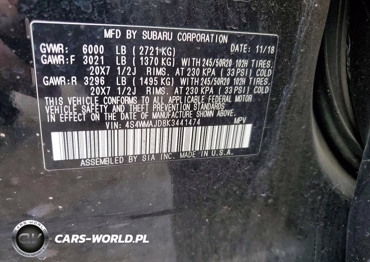 2019 Subaru Ascent Limited VIN:4S4WMAJD8K3441474 - 13
