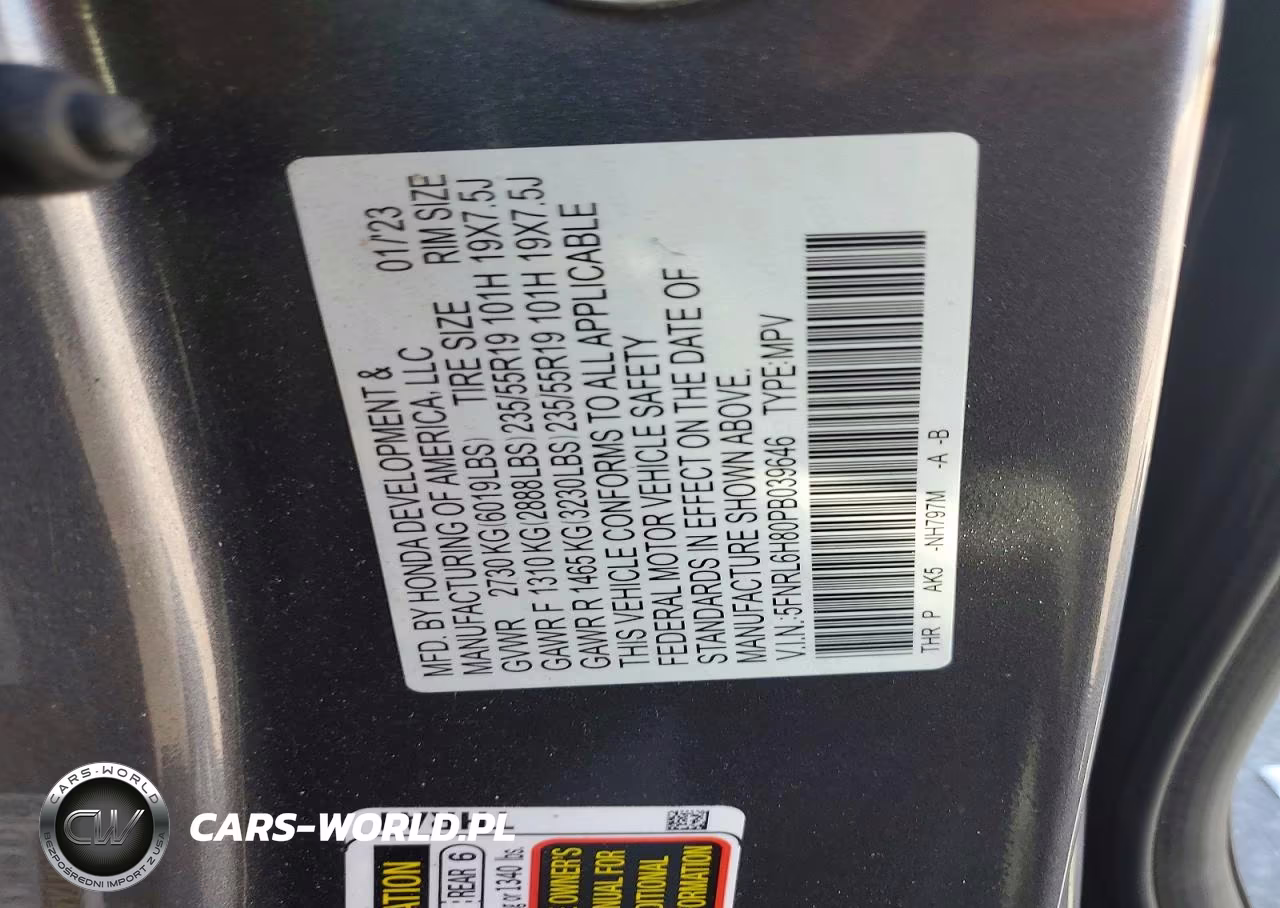 2023 Honda Odyssey Touring VIN:5FNRL6H80PB039646 - 12