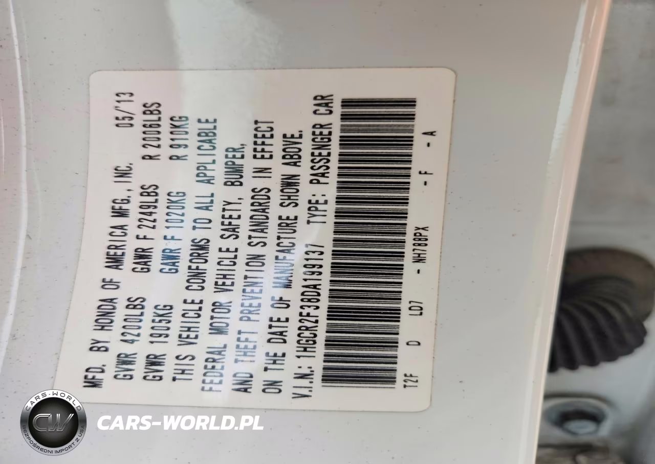 HONDA ACCORD LX VIN:1HGCR2F38DA199137 - 12