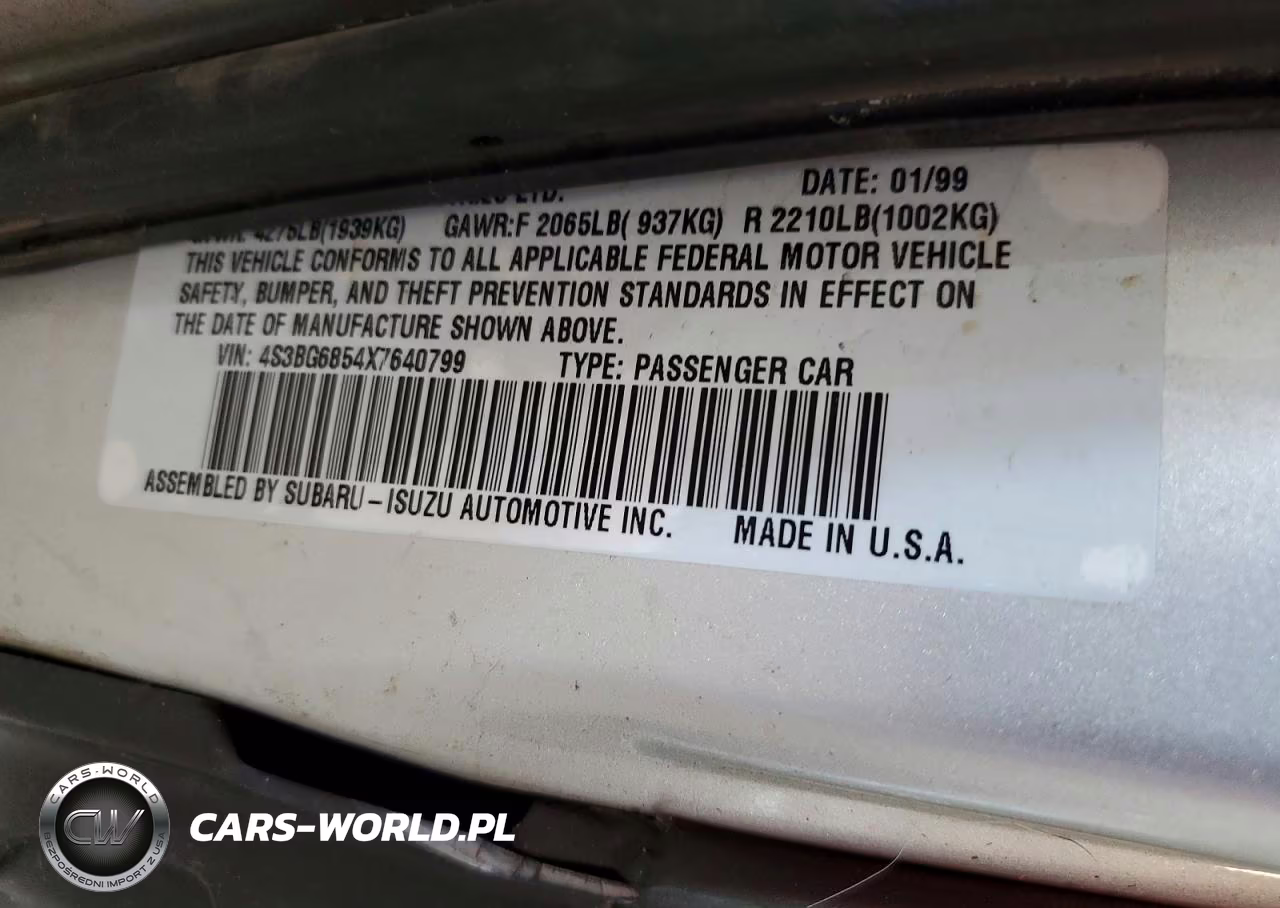 1999 Subaru Legacy Outback VIN:4S3BG6854X7640799 - 14
