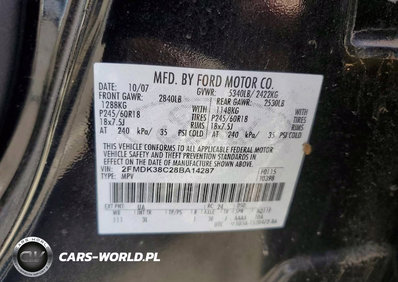 2008 Ford Edge Sel VIN:2FMDK38C28BA14287 - 13