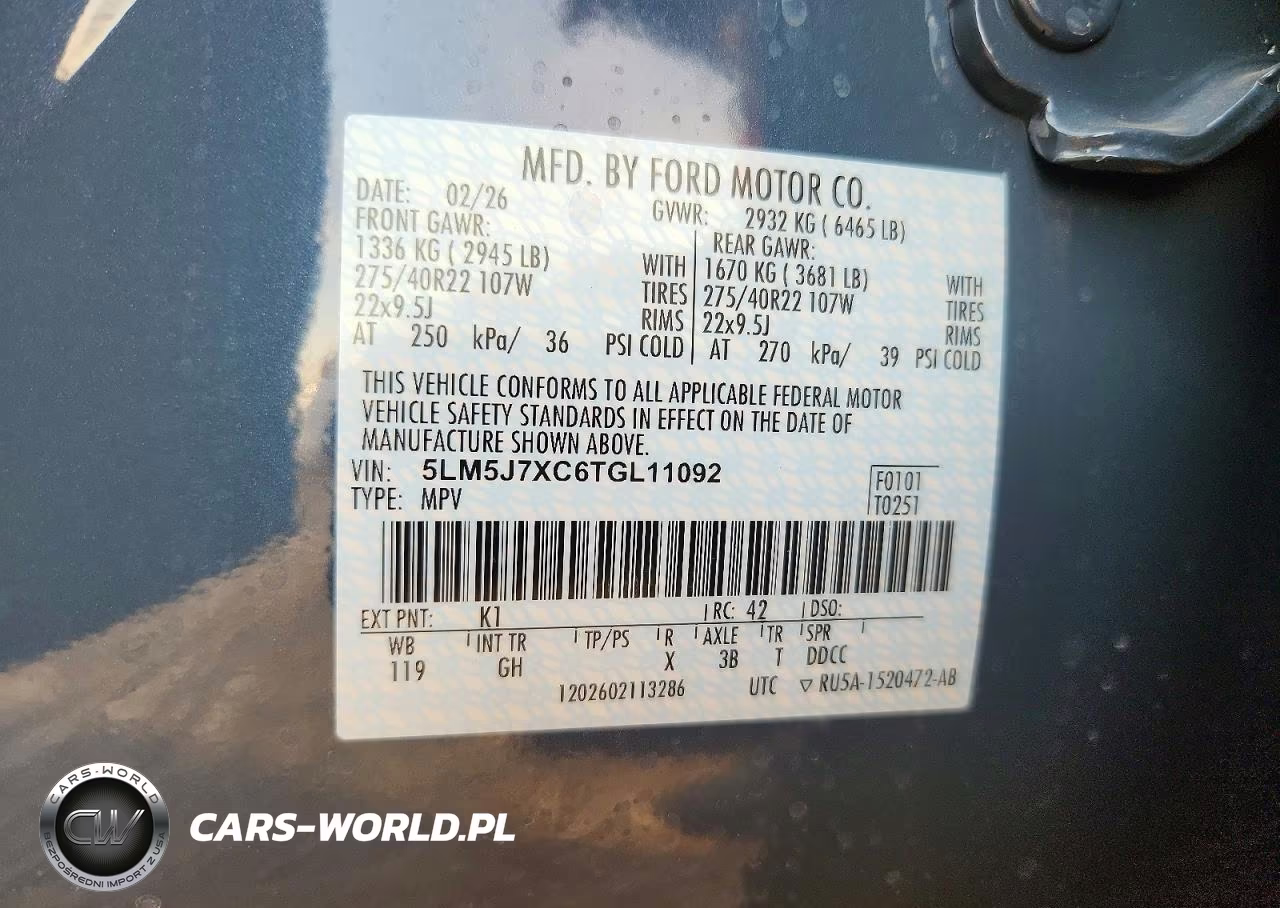 2026 Lincoln Aviator Reserve VIN:5LM5J7XC6TGL11092 - 12