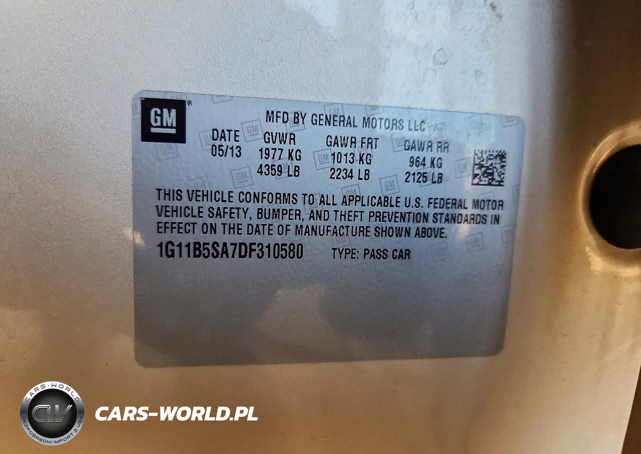 2013 Chevrolet Malibu Ls VIN:1G11B5SA7DF310580 - 12