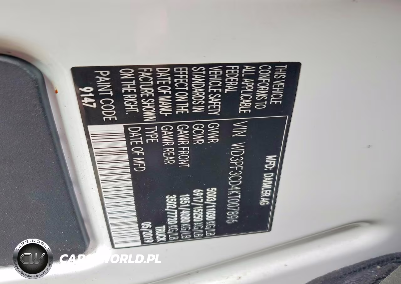 2019 Mercedes-Benz Sprinter 3500-4500 VIN:WD3PF3CD4KT007896 - 13