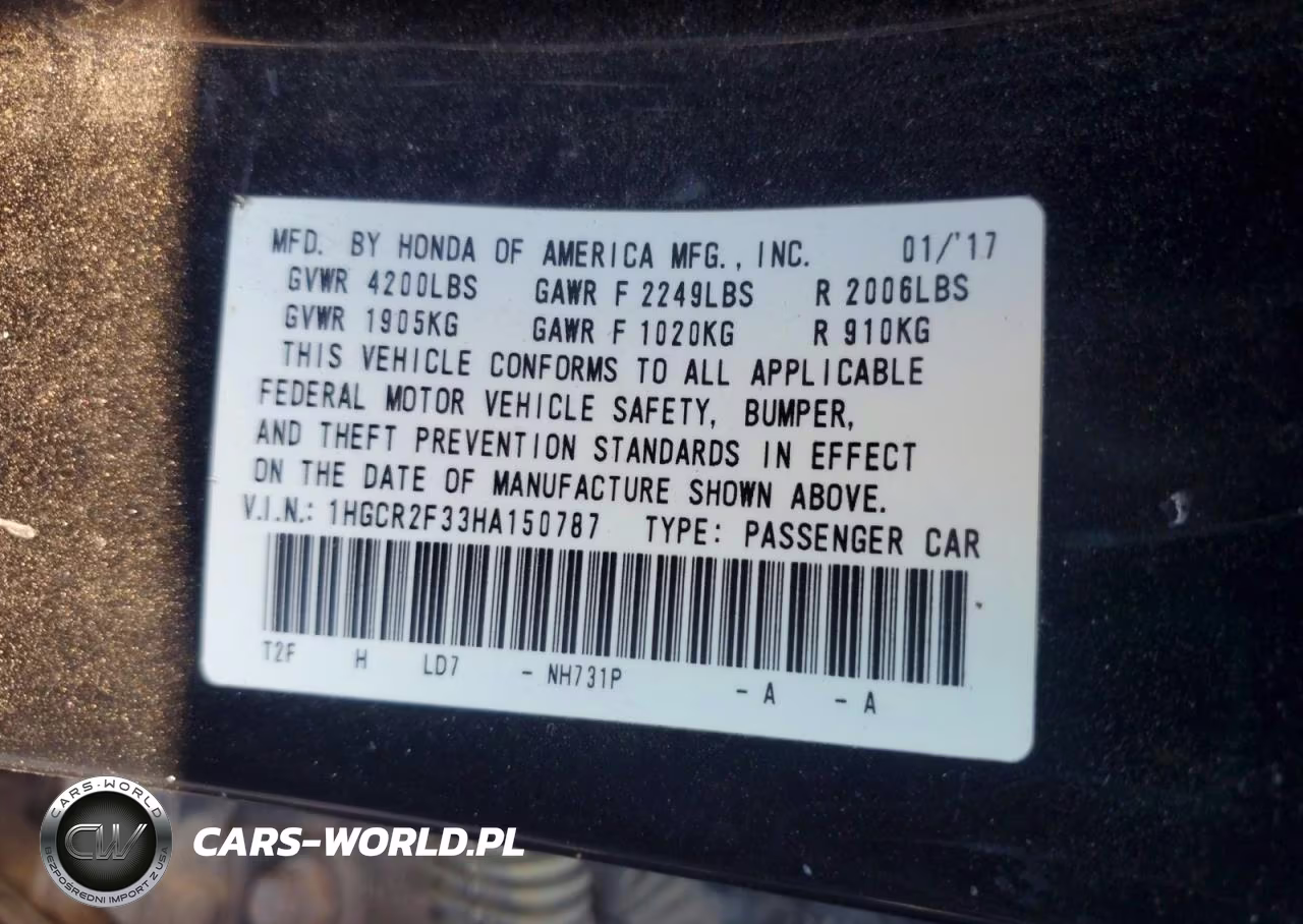 2017 Honda Accord Lx VIN:1HGCR2F33HA150787 - 12