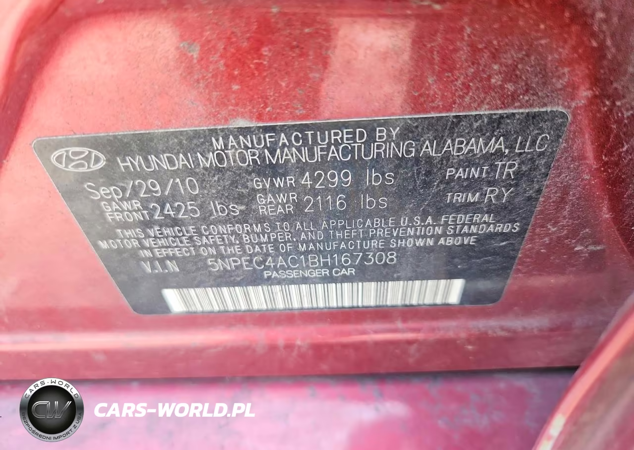 2011 Hyundai Sonata Se VIN:5NPEC4AC1BH167308 - 10